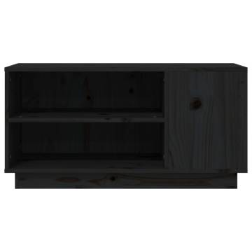 TV Cabinet Black 80x35x40.5 cm Solid Wood Pine