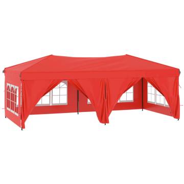 Folding Party Tent with Sidewalls Red 3x6 m