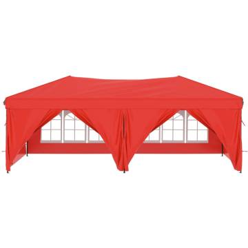 Folding Party Tent with Sidewalls Red 3x6 m