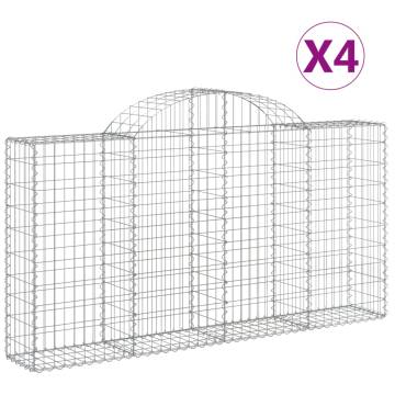 Arched Gabion Baskets 4 pcs 200x30x100/120 cm Galvanised Iron