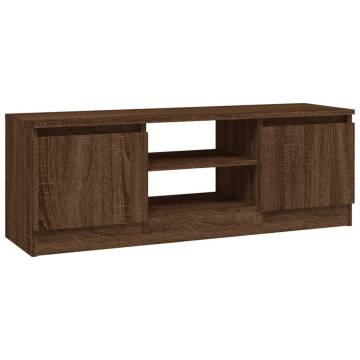 TV Cabinet with Door Brown Oak 102x30x36 cm