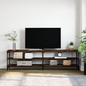 TV Cabinet Smoked Oak 180x30x50 cm Engineered Wood and Metal