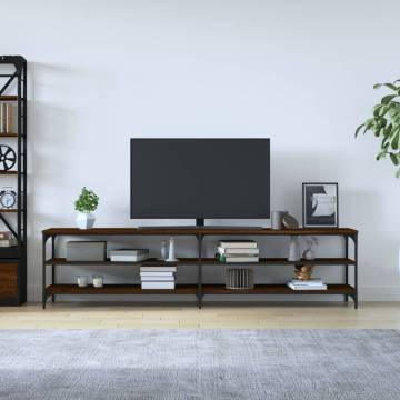 TV Cabinet Brown Oak 200x30x50 cm Engineered Wood and Metal