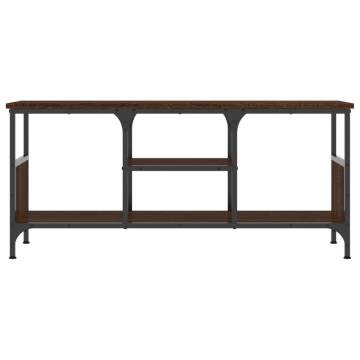 TV Cabinet Brown Oak 100x35x45 cm Engineered Wood&Iron