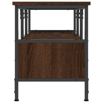 TV Cabinet Brown Oak 100x35x45 cm Engineered Wood&Iron