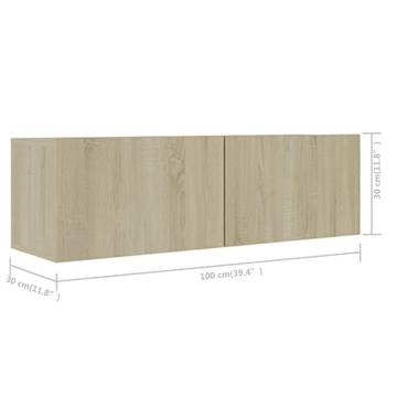 3 Piece TV Cabinet Set Sonoma Oak Engineered Wood