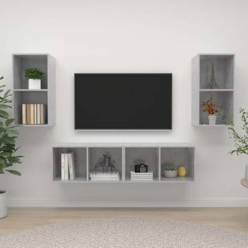 Wall-mounted TV Cabinets 4 pcs Concrete Grey Engineered Wood