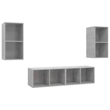 Wall-mounted TV Cabinets 4 pcs Concrete Grey Engineered Wood