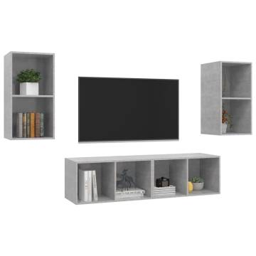 Wall-mounted TV Cabinets 4 pcs Concrete Grey Engineered Wood