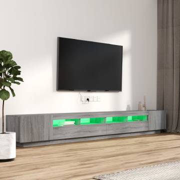 3 Piece TV Cabinet Set with LED Lights Grey Sonoma Engineered Wood