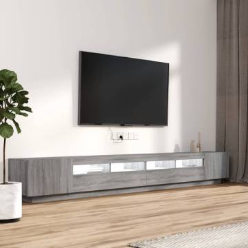 3 Piece TV Cabinet Set with LED Lights Grey Sonoma Engineered Wood