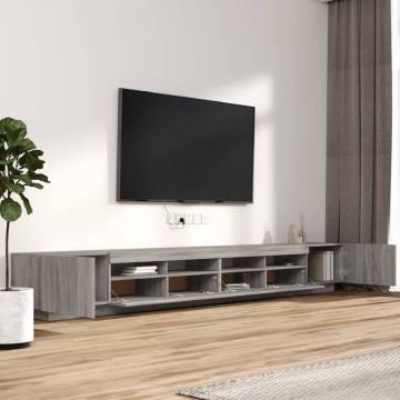 3 Piece TV Cabinet Set with LED Lights Grey Sonoma Engineered Wood