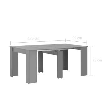 Extendable Dining Table High Gloss Grey 175x90x75 cm