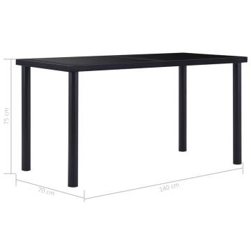 Dining Table Black 140x70x75 cm Tempered Glass