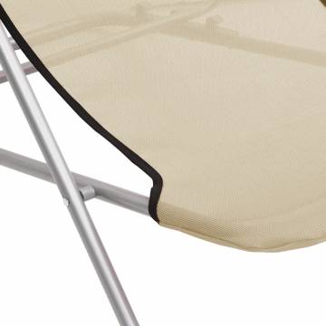 Folding Beach Chairs 2 pcs Cream Textilene&Powder-coated Steel