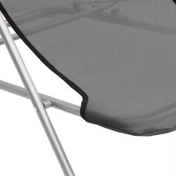 Folding Beach Chairs 2 pcs Grey Textilene&Powder-coated Steel