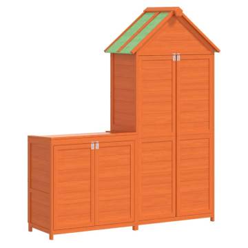 2 Piece Garden Tool Shed Set Brown Solid Wood Pine