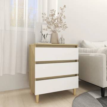 Sideboard White and Sonoma Oak 60x35x69 cm Engineered Wood