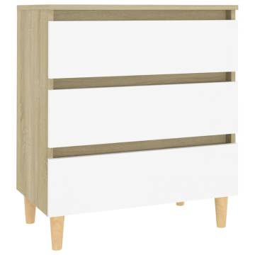 Sideboard White and Sonoma Oak 60x35x69 cm Engineered Wood