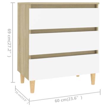 Sideboard White and Sonoma Oak 60x35x69 cm Engineered Wood