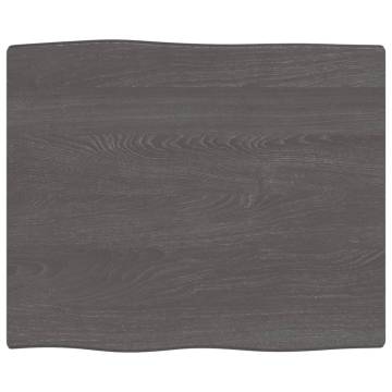 Table Top Dark Brown 60x50x2 cm Treated Solid Wood Oak Live Edge