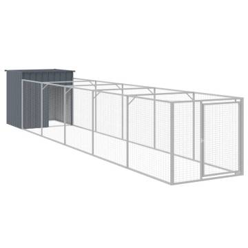 Dog House with Run Anthracite - Durable & Spacious | Hipo Market