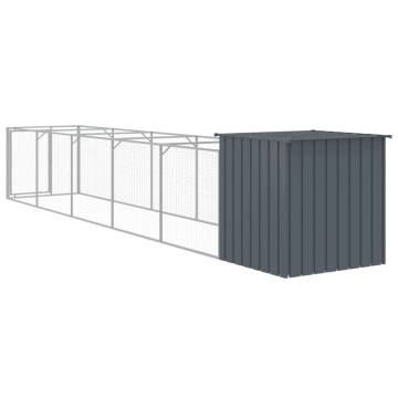 Dog House with Run Anthracite - Durable & Spacious | Hipo Market