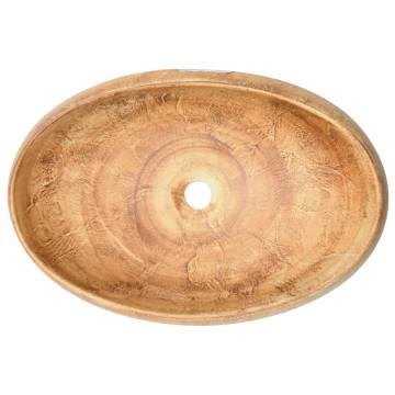 Countertop Basin Brown Oval 59x40x15 cm Ceramic