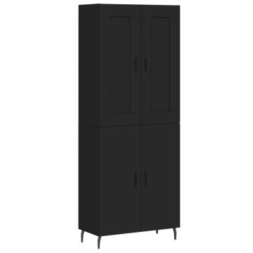 Highboard Black 69.5x34x180 cm Engineered Wood