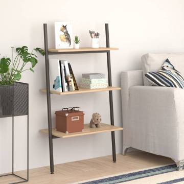 3-Tier Leaning Shelf Light Brown and Black 64x34x116 cm