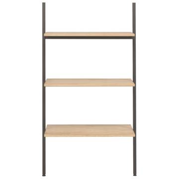 3-Tier Leaning Shelf Light Brown and Black 64x34x116 cm