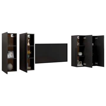 TV Cabinets 4 pcs Black 30.5x30x90 cm Engineered Wood