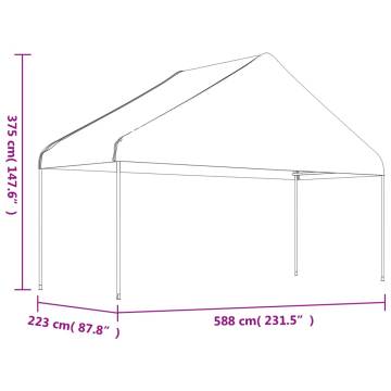 Gazebo with Roof White 5.88x2.23x3.75 m Polyethylene