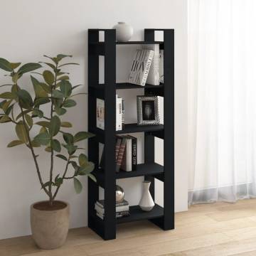 Book Cabinet/Room Divider Black 60x35x160 cm Solid Wood