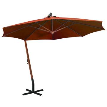 Hanging Parasol with Pole Terracotta 3.5x2.9 m Solid Fir Wood