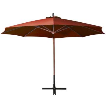 Hanging Parasol with Pole Terracotta 3.5x2.9 m Solid Fir Wood