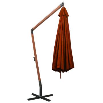 Hanging Parasol with Pole Terracotta 3.5x2.9 m Solid Fir Wood