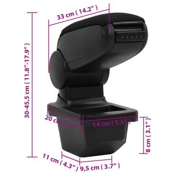 Car Armrest Black 14x33x(30-45.5) cm ABS