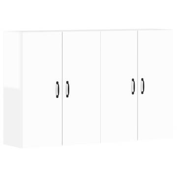 Wall Mounted Cabinets 2 pcs High Gloss White Engineered Wood