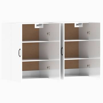 Wall Mounted Cabinets 2 pcs High Gloss White Engineered Wood