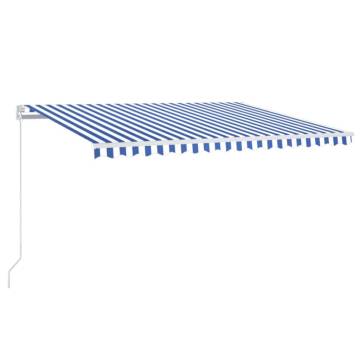 Manual Retractable Awning with LED 400x350 cm Blue and White