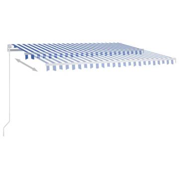 Manual Retractable Awning with LED 400x350 cm Blue and White