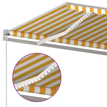 Manual Retractable Awning with LED 400x300 cm Yellow and White