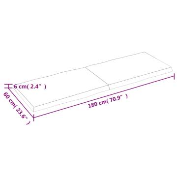 Table Top 180x60x(2-6) cm Untreated Solid Wood Live Edge