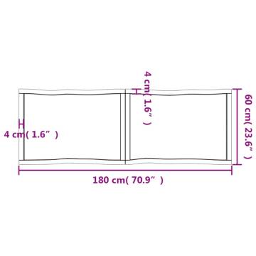 Table Top 180x60x(2-6) cm Untreated Solid Wood Live Edge