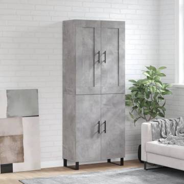 Highboard Concrete Grey 69.5x34x180 cm Engineered Wood