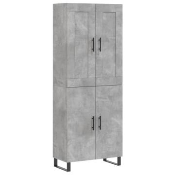 Highboard Concrete Grey 69.5x34x180 cm Engineered Wood