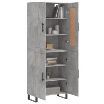 Highboard Concrete Grey 69.5x34x180 cm Engineered Wood