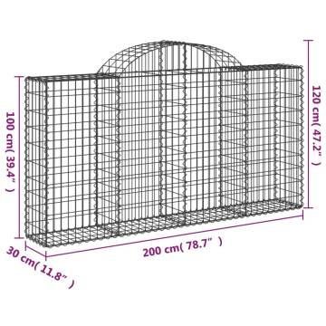 Arched Gabion Basket 200x30x100/120 cm Galvanised Iron