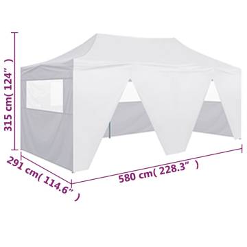 Professional Folding Party Tent with 4 Sidewalls 3x6 m Steel White